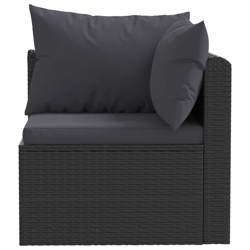 vidaXL 4-tlg. Garten-Sofagarnitur mit Auflagen Poly Rattan Schwarz