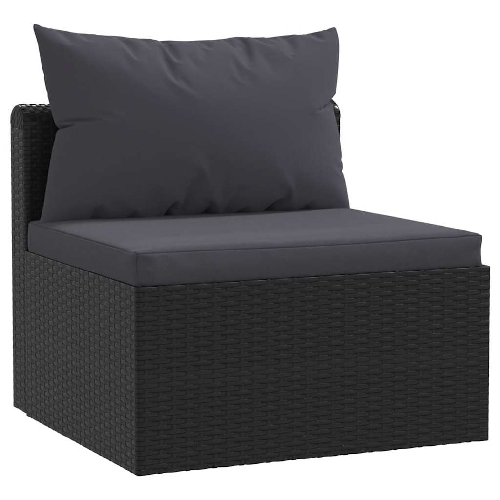 vidaXL 4-tlg. Garten-Sofagarnitur mit Auflagen Poly Rattan Schwarz