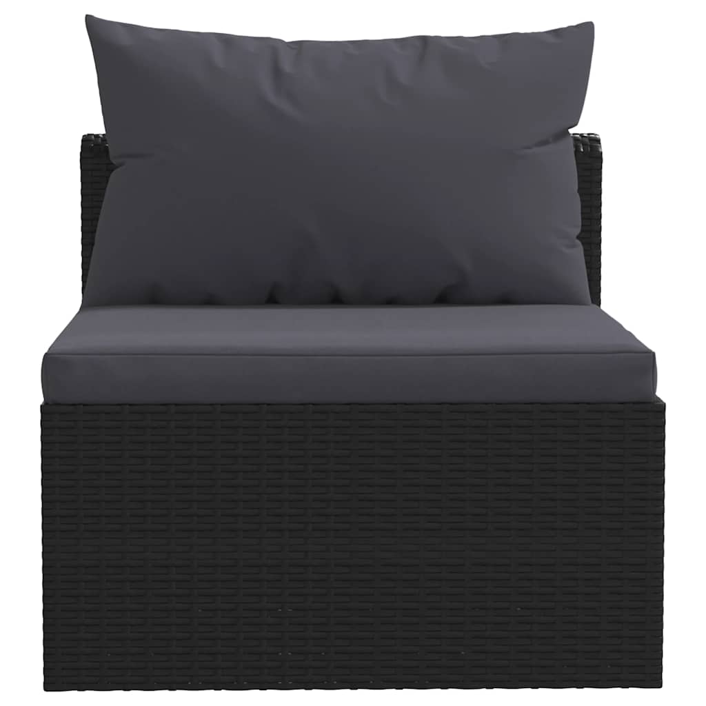 vidaXL 4-tlg. Garten-Sofagarnitur mit Auflagen Poly Rattan Schwarz