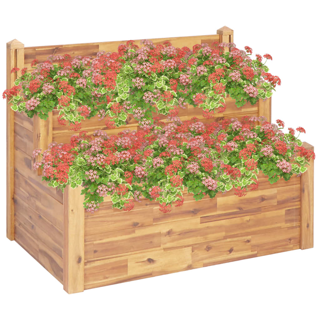 vidaXL Pflanzkübel auf 2 Ebenen 110 x 75 x 84 cm Massivholz Akazie