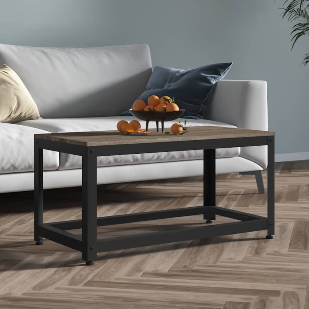 vidaXL Couchtisch Hellbraun und Schwarz 90x45x45 cm MDF und Eisen