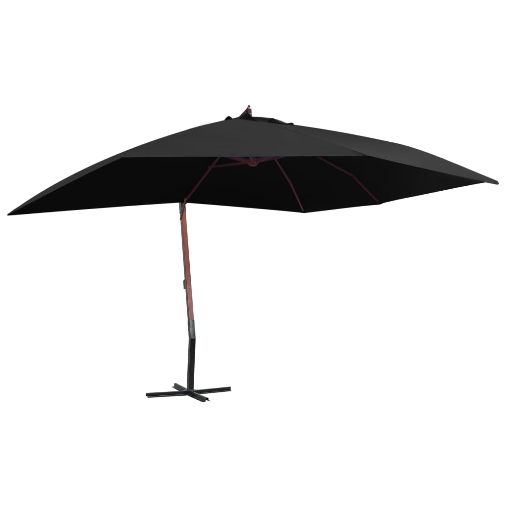 vidaXL Ampelschirm mit Holz-Mast 400x300 cm Anthrazit
