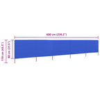 vidaXL 5-teiliges Windschutzgewebe 600 x 80 cm Azurblau