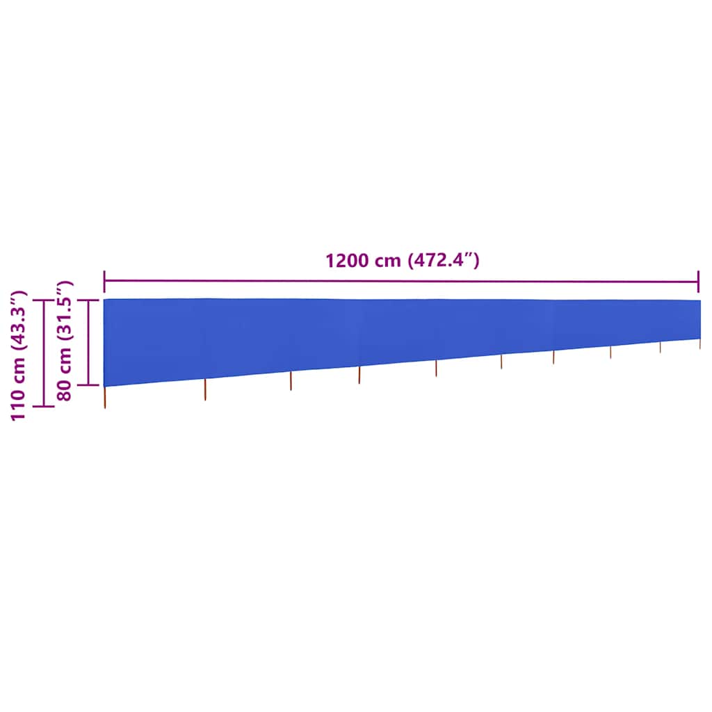 vidaXL 9-teiliges Windschutzgewebe 1200 x 80 cm Azurblau