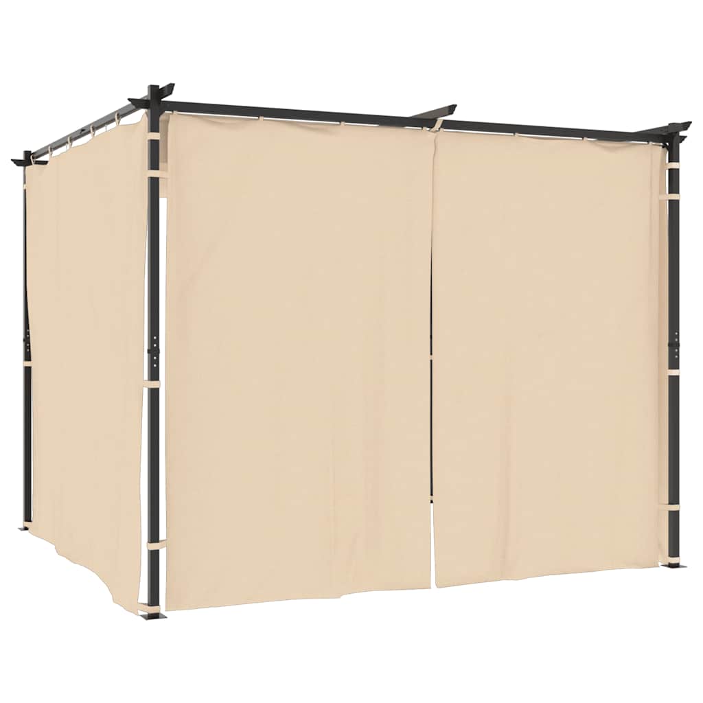 vidaXL Pavillon mit Vorhängen 3 x 3 m Creme Stahl