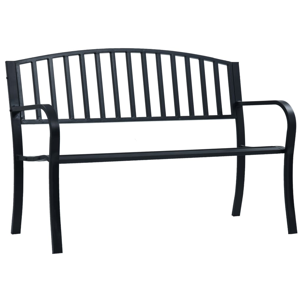vidaXL Gartenbank 118 cm Stahl Schwarz