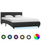 vidaXL Bett mit LED-Beleuchtung ohne Matratze Schwarz