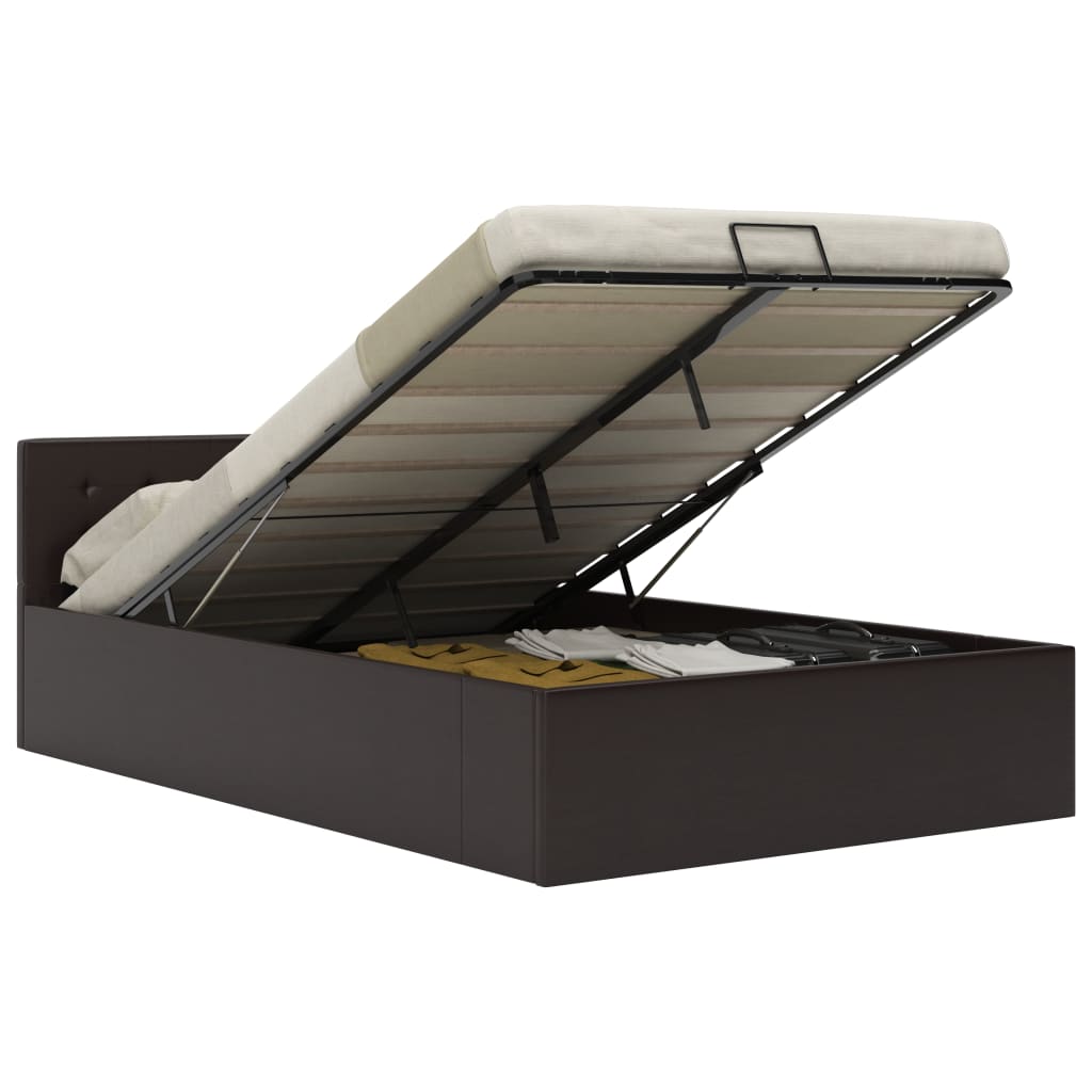vidaXL Bett mit Bettkasten Hydraulisch Grau Kunstleder
