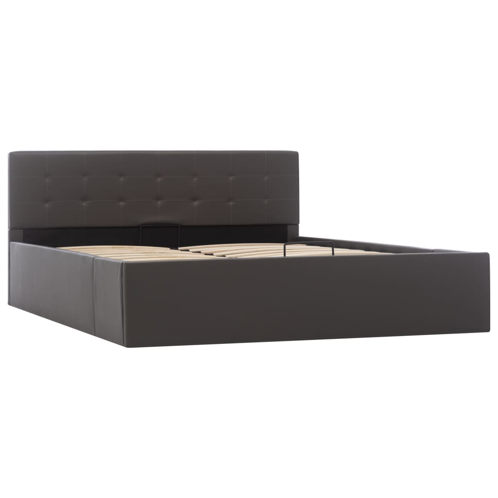vidaXL Bett mit Bettkasten Hydraulisch Grau Kunstleder