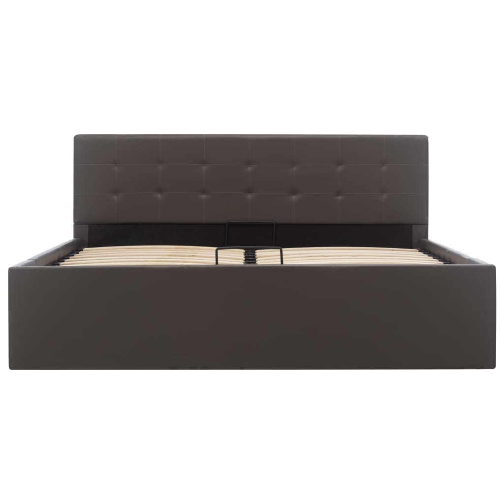 vidaXL Bett mit Bettkasten Hydraulisch Grau Kunstleder
