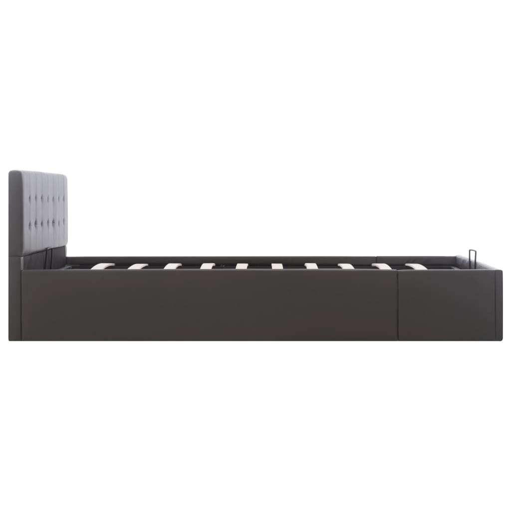 vidaXL Bett mit Bettkasten Hydraulisch Grau Kunstleder