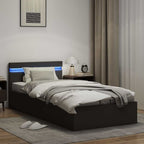 vidaXL Bett mit Bettkasten Hydraulisch LED Schwarz Kunstleder