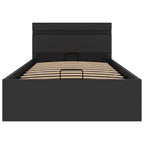 vidaXL Bett mit Bettkasten Hydraulisch LED Schwarz Kunstleder