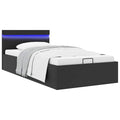 vidaXL Bett mit Bettkasten Hydraulisch LED Schwarz Kunstleder