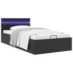 vidaXL Bett mit Bettkasten Hydraulisch LED Schwarz Kunstleder