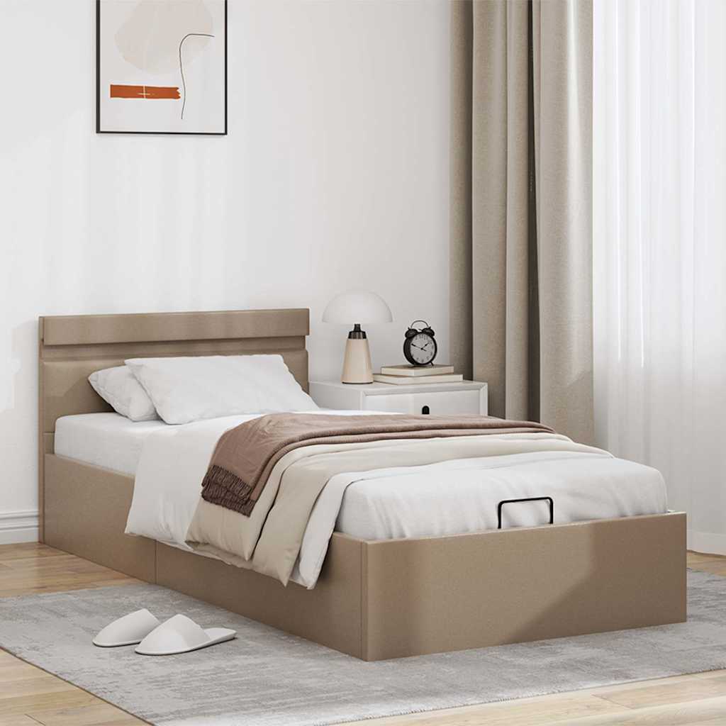 vidaXL Stauraumbett mit LED Cappuccino-Braun Kunstleder