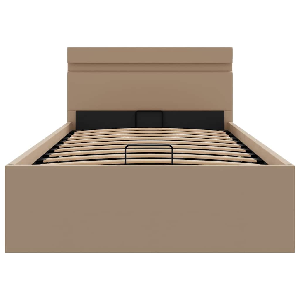 vidaXL Bett mit Bettkasten LED Cappuccino-Braun Kunstleder