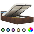 vidaXL Bett mit Bettkasten Hydraulisch mit LED Braun Stoff
