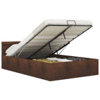 vidaXL Bett mit Bettkasten Hydraulisch mit LED Braun Stoff