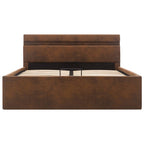 vidaXL Bett mit Bettkasten Hydraulisch mit LED Braun Stoff