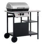 vidaXL Gasgrill mit Beistelltisch auf 3 Ebenen Schwarz und Silbern