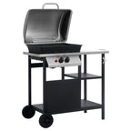 vidaXL Gasgrill mit Beistelltisch auf 3 Ebenen Schwarz und Silbern