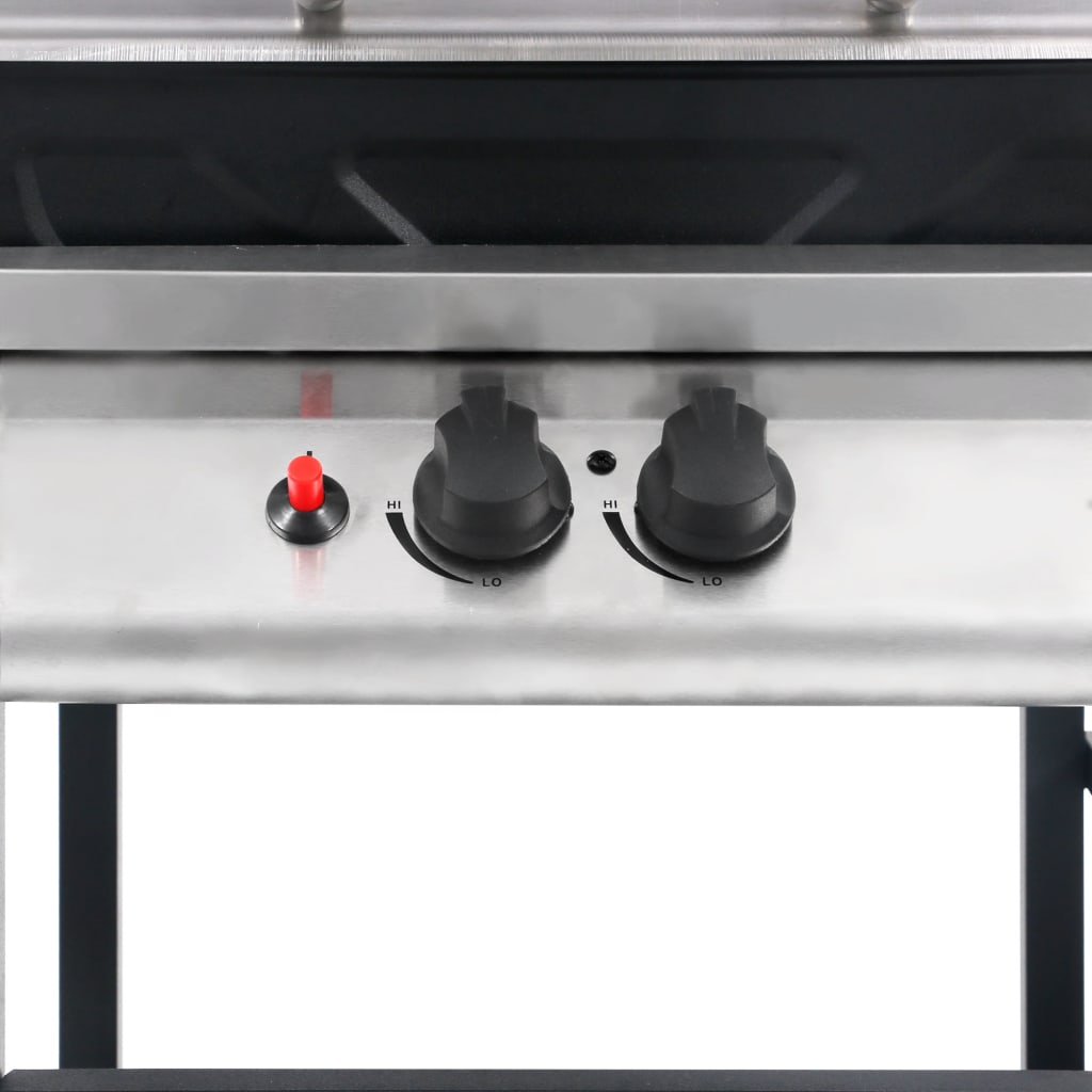 vidaXL Gasgrill mit Beistelltisch auf 3 Ebenen Schwarz und Silbern