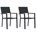 vidaXL Gartenstühle 2 Stk. Schwarz HDPE Holz-Optik