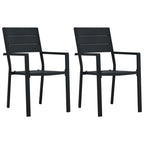vidaXL Gartenstühle 2 Stk. Schwarz HDPE Holz-Optik