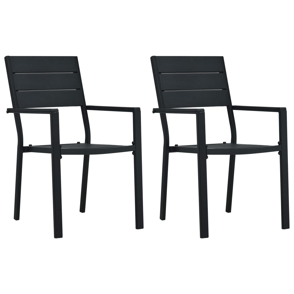 vidaXL Gartenstühle 2 Stk. Schwarz HDPE Holz-Optik