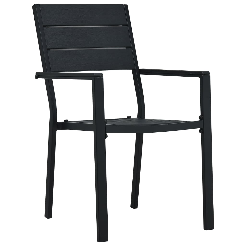 vidaXL Gartenstühle 2 Stk. Schwarz HDPE Holz-Optik