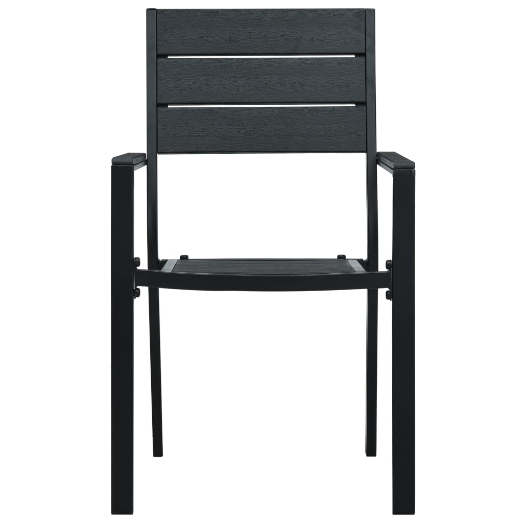vidaXL Gartenstühle 2 Stk. Schwarz HDPE Holz-Optik