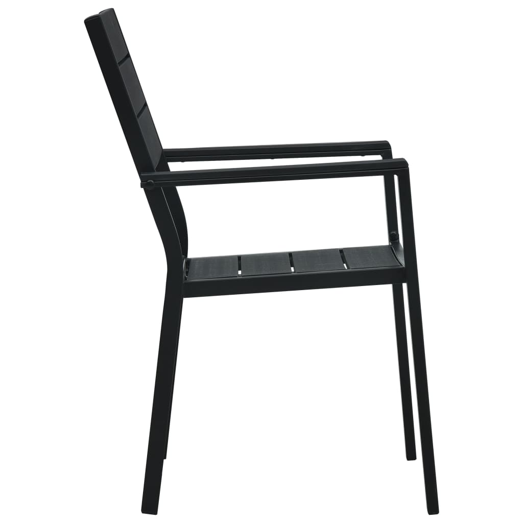 vidaXL Gartenstühle 2 Stk. Schwarz HDPE Holz-Optik