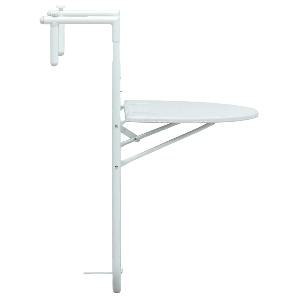 vidaXL Balkon-Hängetisch Weiß 60x64x83,5 cm Kunststoff Rattan-Optik