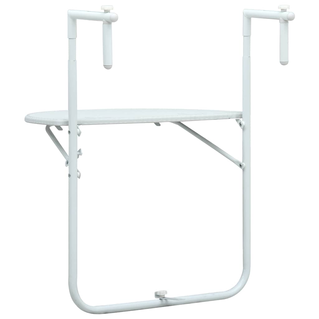 vidaXL Balkon-Hängetisch Weiß 60x64x83,5 cm Kunststoff Rattan-Optik