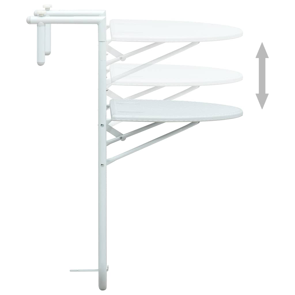 vidaXL Balkon-Hängetisch Weiß 60x64x83,5 cm Kunststoff Rattan-Optik