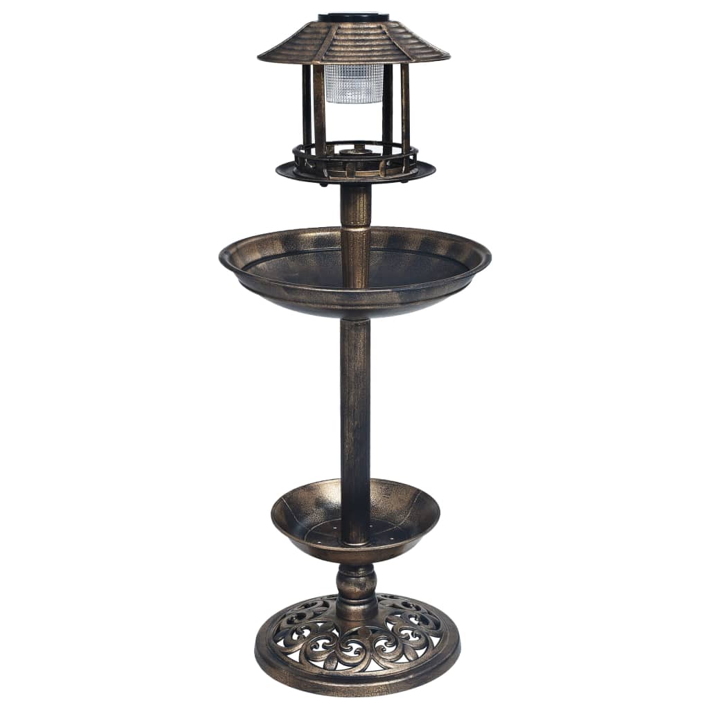 vidaXL Deko Vogelbad mit Solarbetriebenen LED-Leuchten Kunststoff
