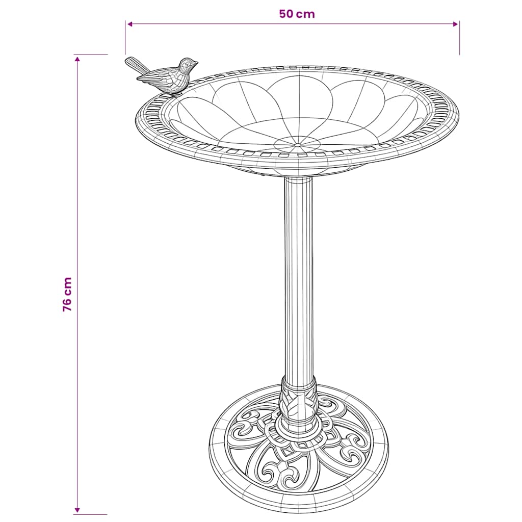 vidaXL Vogelbad Bronzen Kunststoff