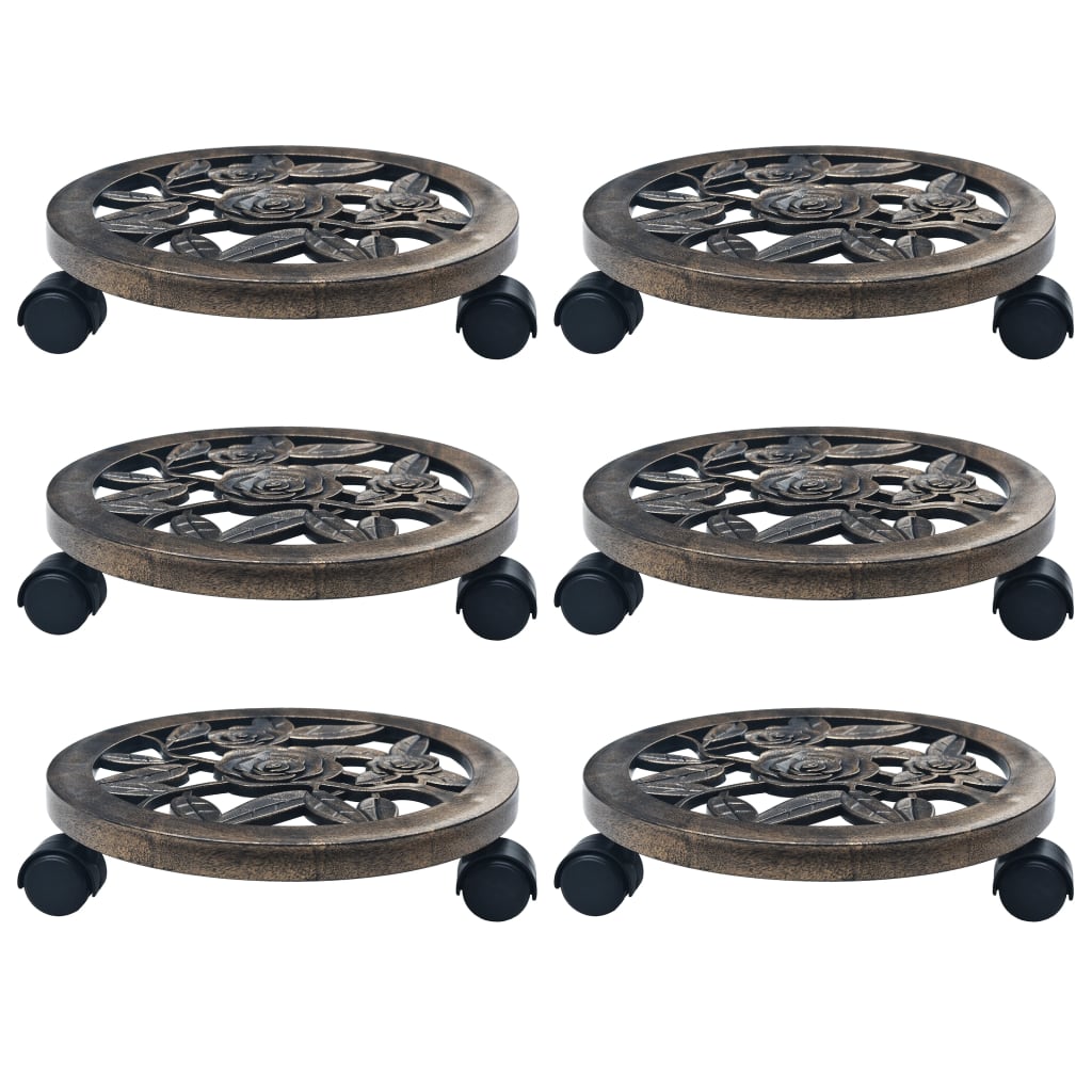 vidaXL Pflanzenroller 6 Stk. Bronze 30 cm Kunststoff