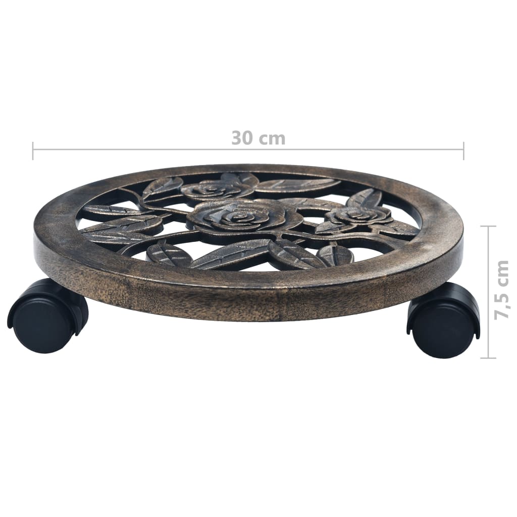 vidaXL Pflanzenroller 6 Stk. Bronze 30 cm Kunststoff