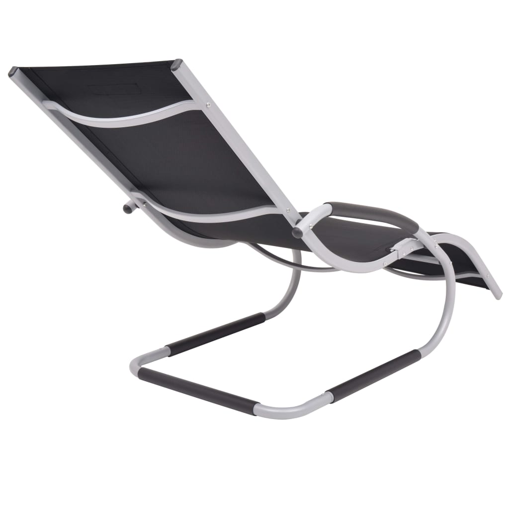 vidaXL Sonnenliege mit Kissen Aluminium und Textilene Schwarz