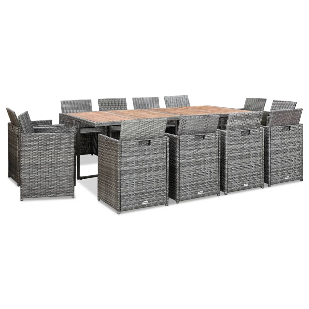 vidaXL 13-tlg. Garten-Essgruppe mit Kissen Poly Rattan Anthrazit