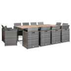 vidaXL 13-tlg. Garten-Essgruppe mit Kissen Poly Rattan Anthrazit