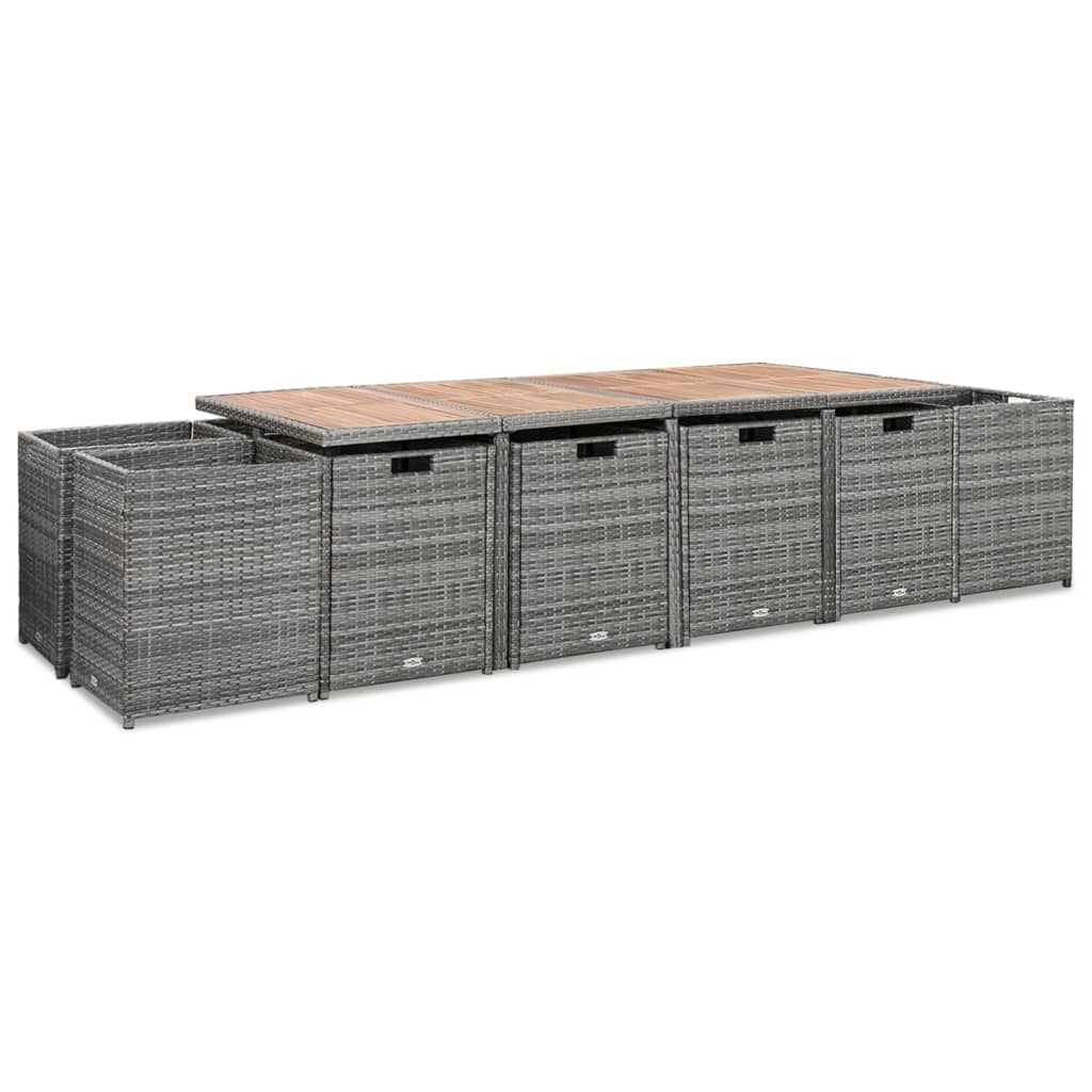 vidaXL 13-tlg. Garten-Essgruppe mit Kissen Poly Rattan Anthrazit