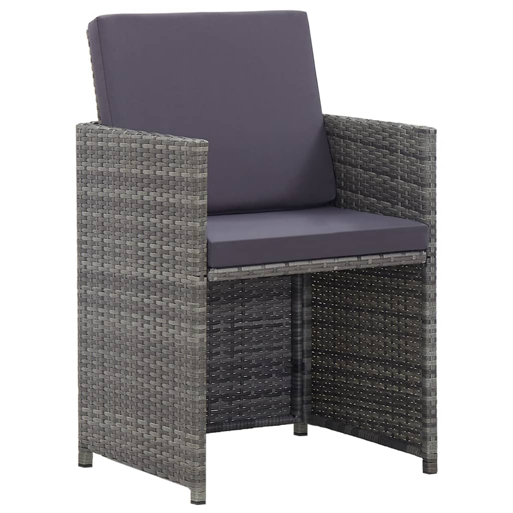 vidaXL 13-tlg. Garten-Essgruppe mit Kissen Poly Rattan Anthrazit