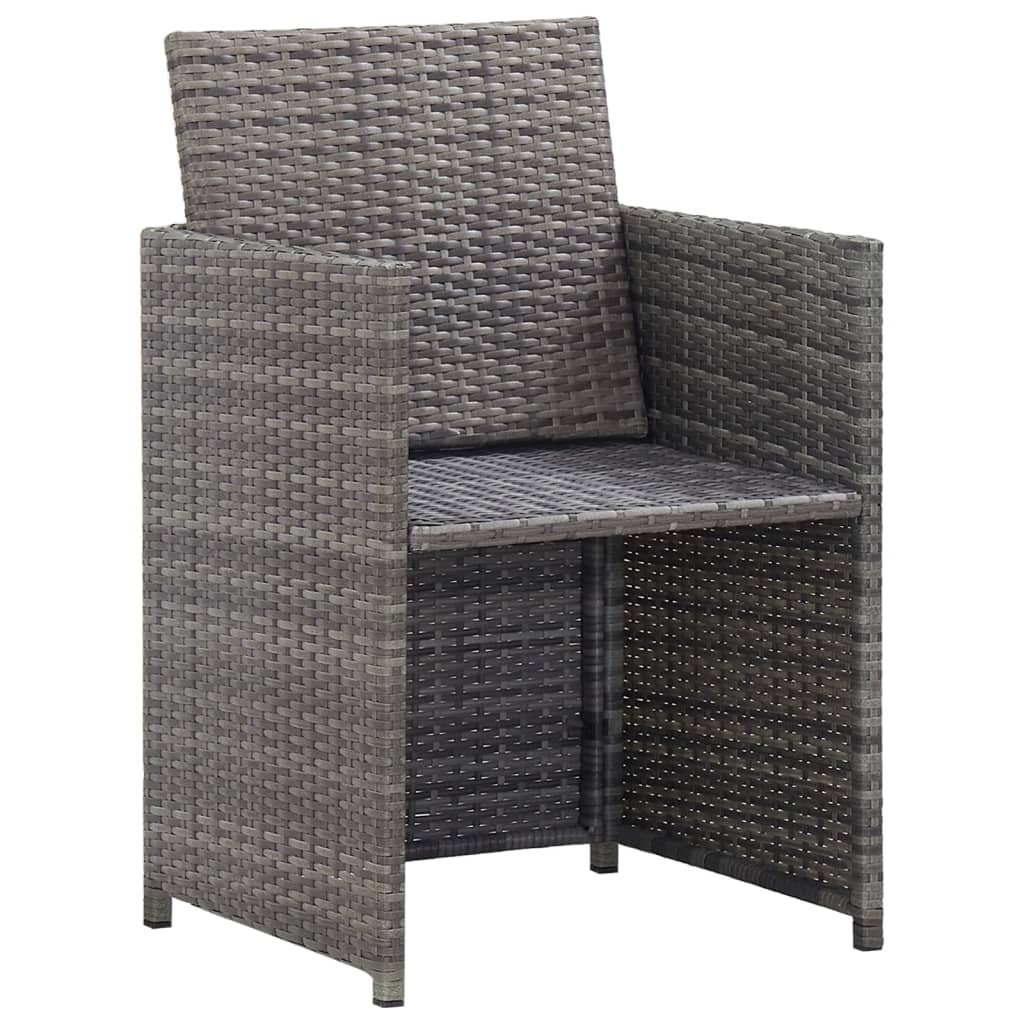 vidaXL 13-tlg. Garten-Essgruppe mit Kissen Poly Rattan Anthrazit
