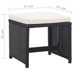 vidaXL Gartenhocker 2 Stk. mit Sitzkissen Poly Rattan Schwarz