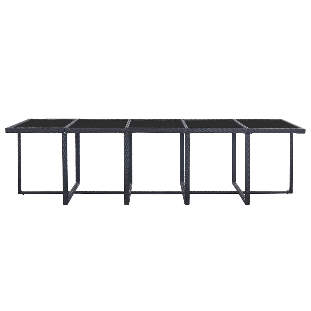 vidaXL 15-tlg. Garten-Essgruppe mit Kissen Poly Rattan Schwarz