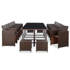 vidaXL 15-tlg. Garten-Essgruppe mit Auflagen Poly Rattan Braun