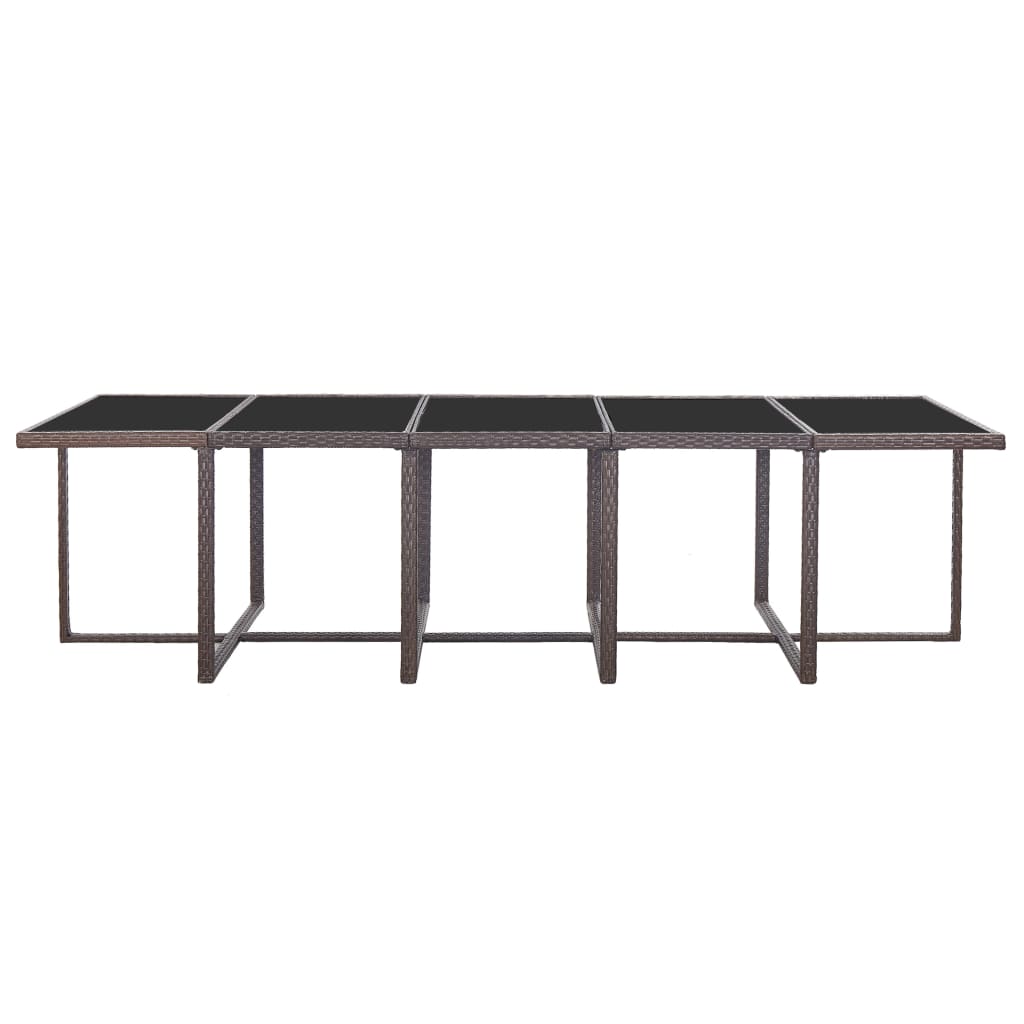 vidaXL 15-tlg. Garten-Essgruppe mit Auflagen Poly Rattan Braun